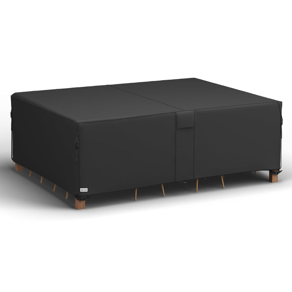 MR. COVER front view protecting dining table and chairs, provides full weather protection