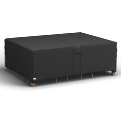 MR. COVER front view protecting dining table and chairs, provides full weather protection