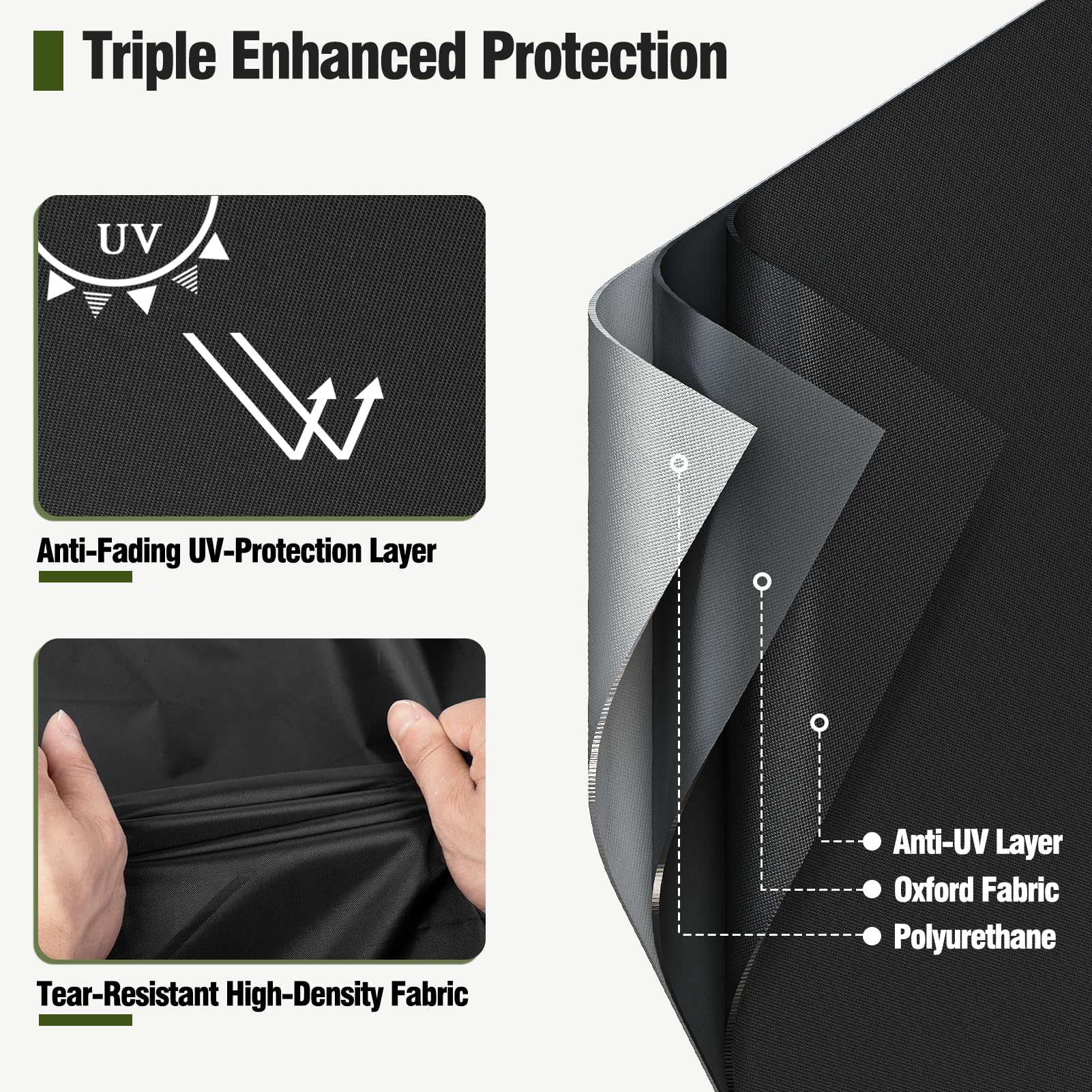 mr. cover handle and click-close buckle for easy fitting and security