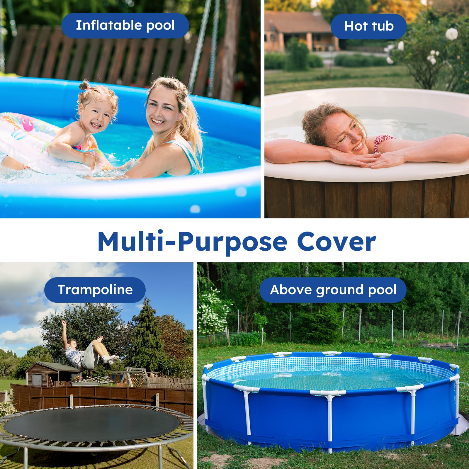 MR. COVER backyard lifestyle scene showing neat protected pool