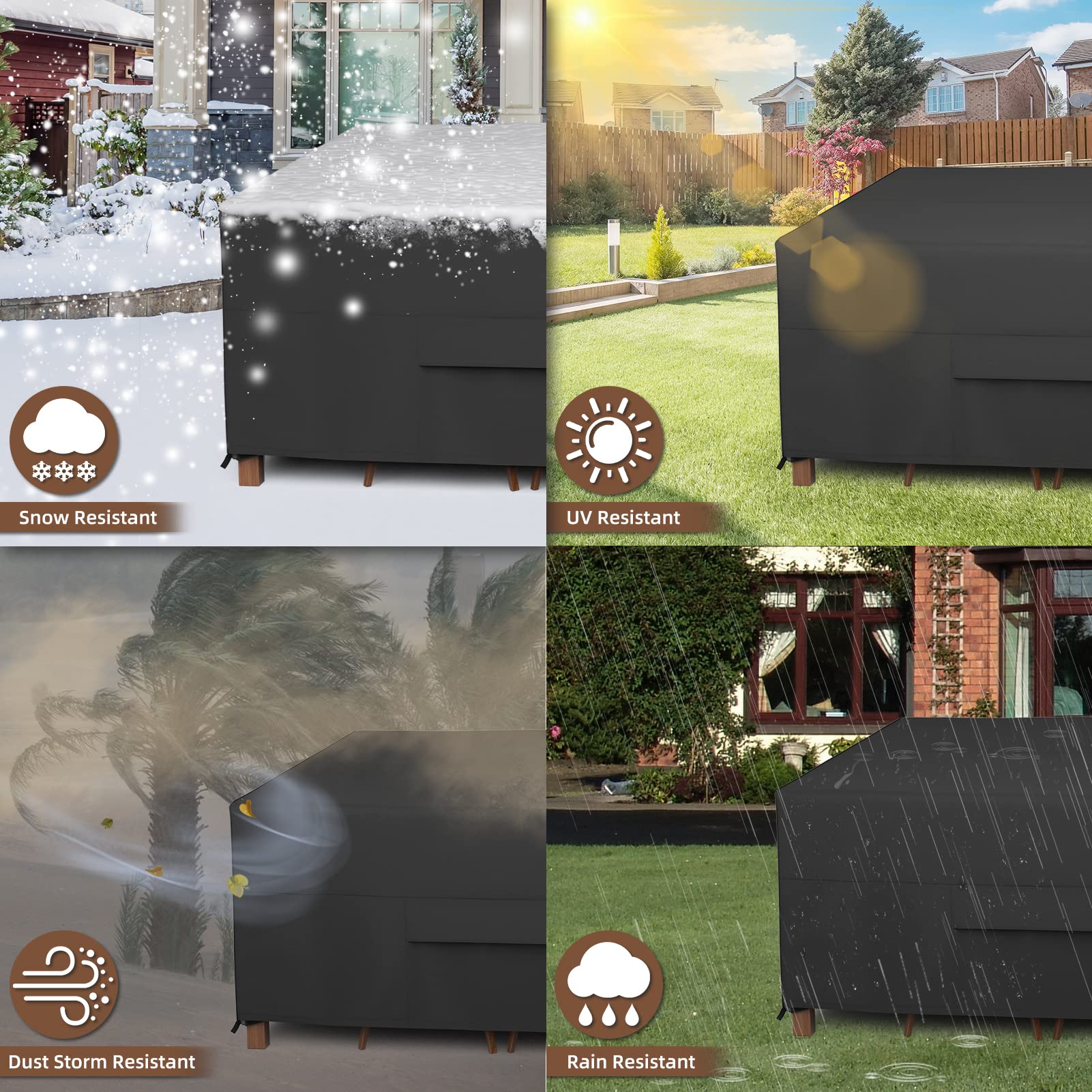 MR. COVER on patio dining set showing weather protection benefit