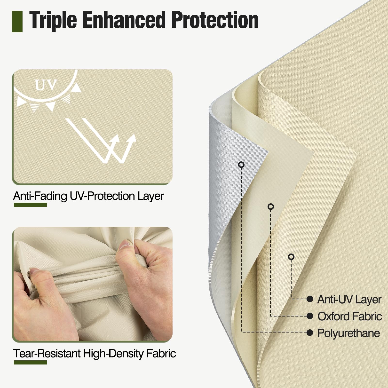 MR. COVER side handle and windproof click-close buckle for secure fastening