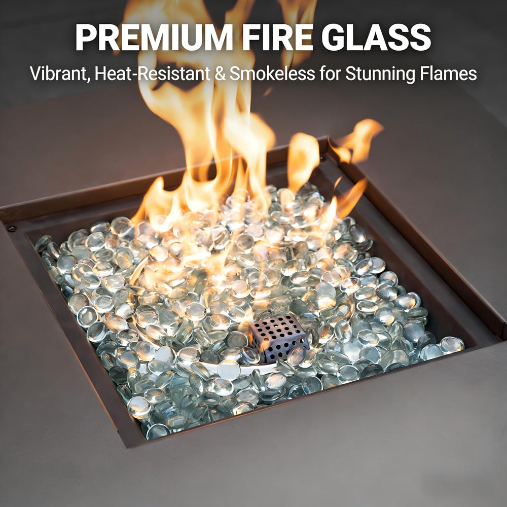 Mr. Fireglass spread over burner showing proper depth and safe setup