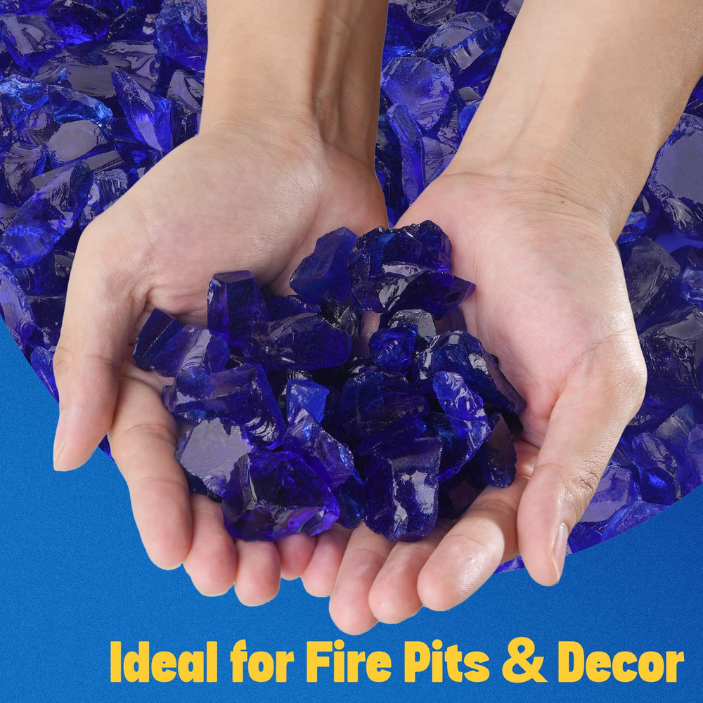 Mr. Fireglass close-up texture of cobalt blue crushed glass highlighting sparkle and durability