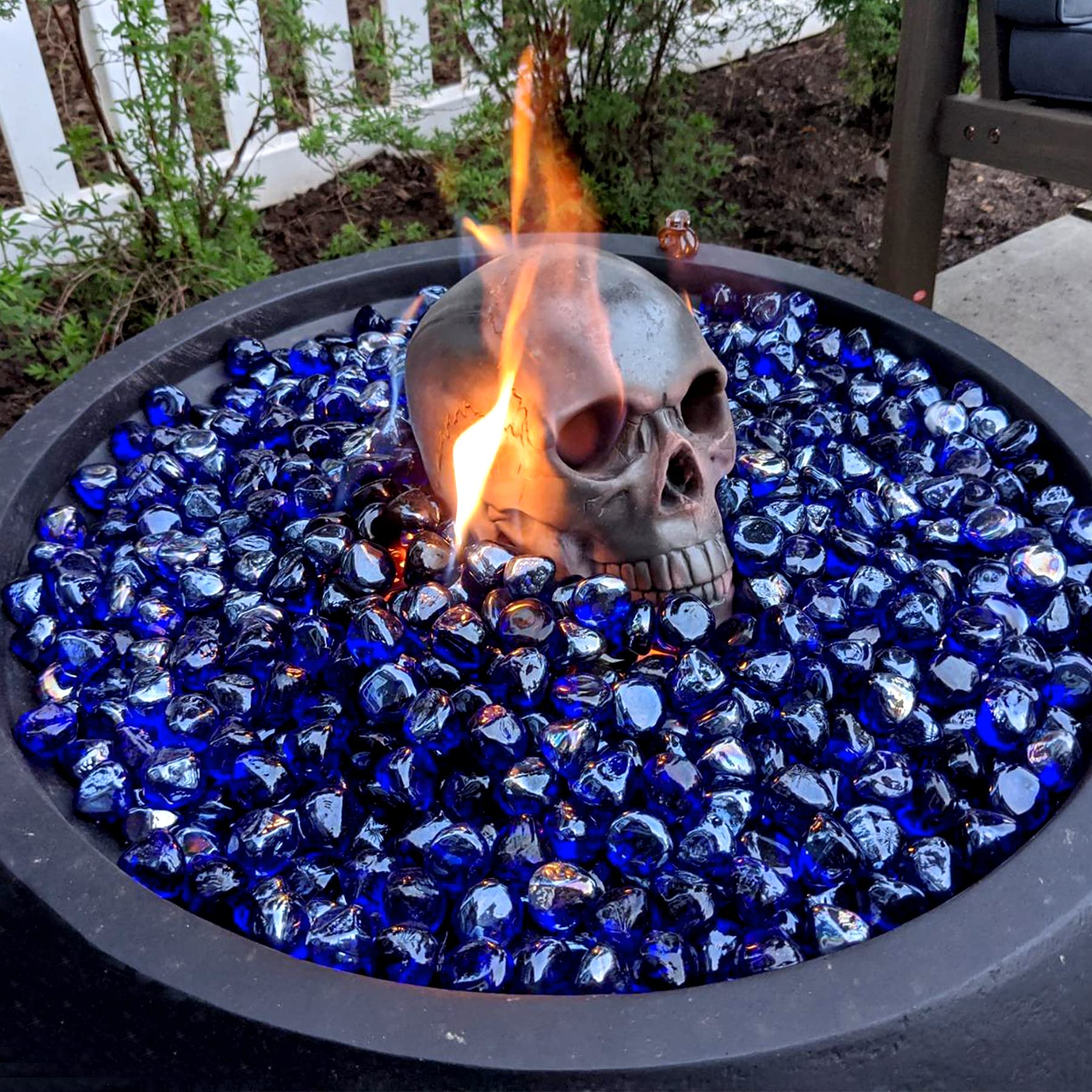 Mr. Fireglass sunlight reflection showing lasting cobalt blue color