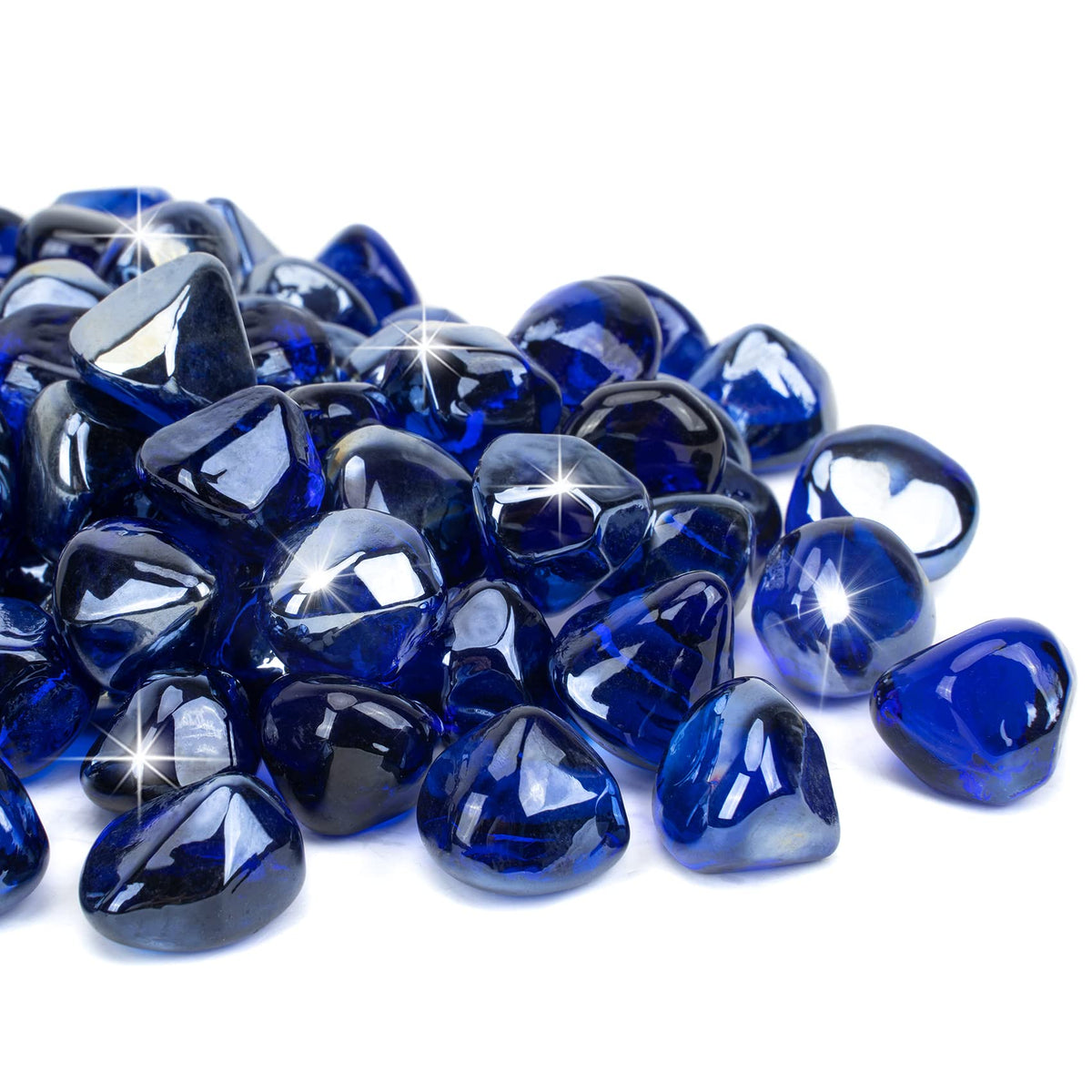 Mr. Fireglass front packaging showing 10 lb bag and vibrant cobalt blue