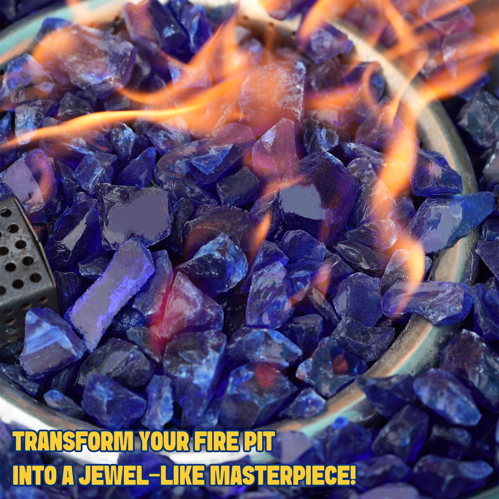 Mr. Fireglass reflected light detail demonstrating cobalt blue sparkle and improved flame aesthetics