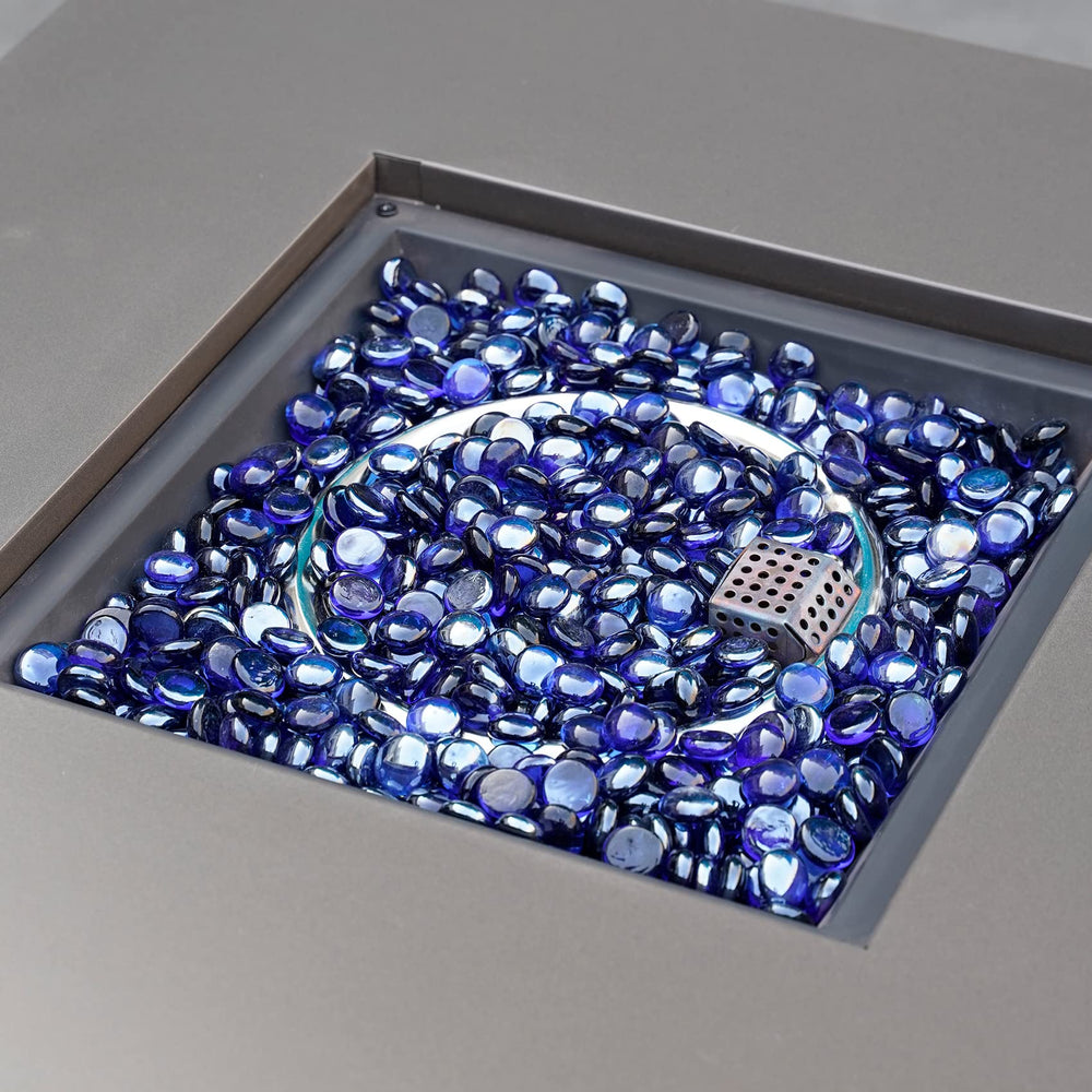 Half-inch bead next to ruler showing scale of Mr. Fireglass beads for coverage planning