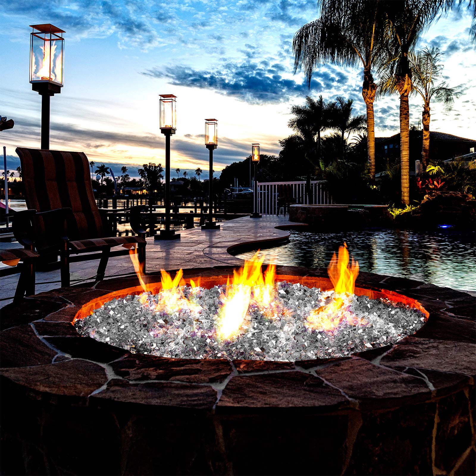 Mr. Fireglass reflecting daylight in a pit for bright outdoor visuals