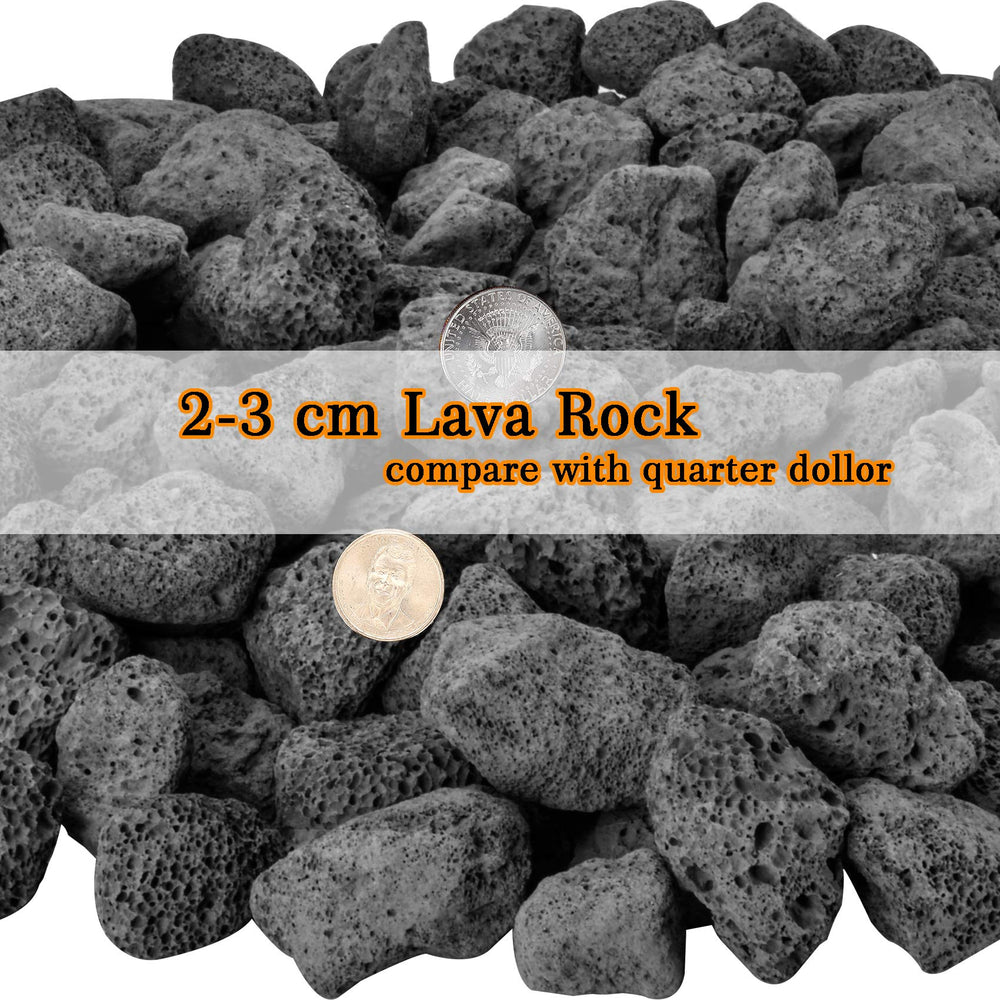 Mr. Fireglass lava rock under burning fire pit for consistent flame presentation