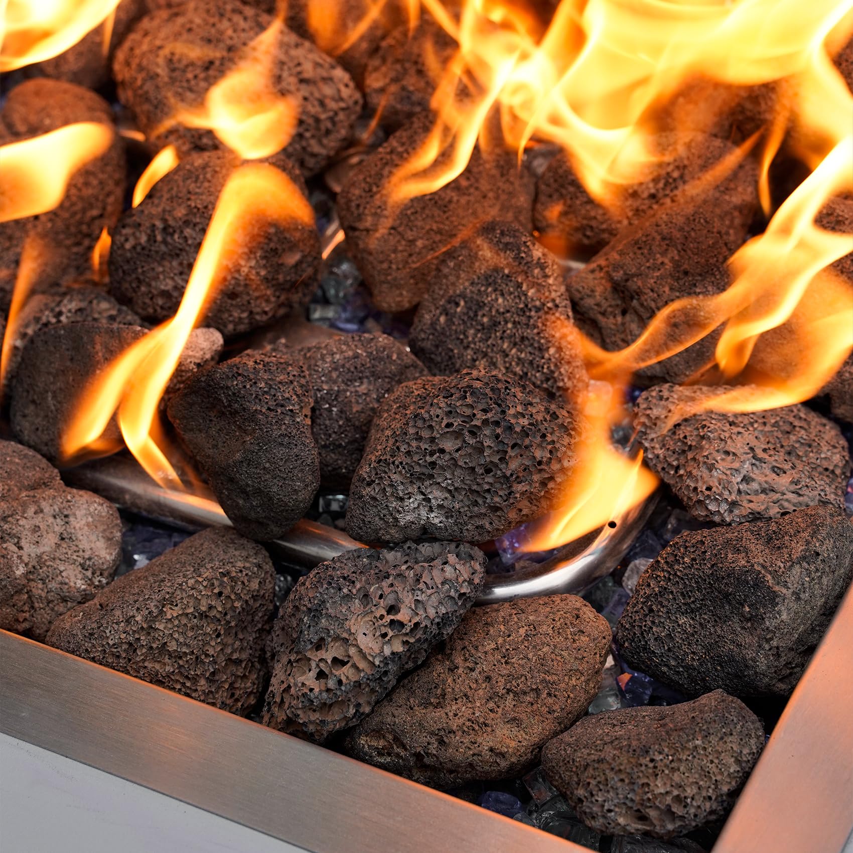 Mr. Fireglass used in a fire pit showing even flame dispersion and stability