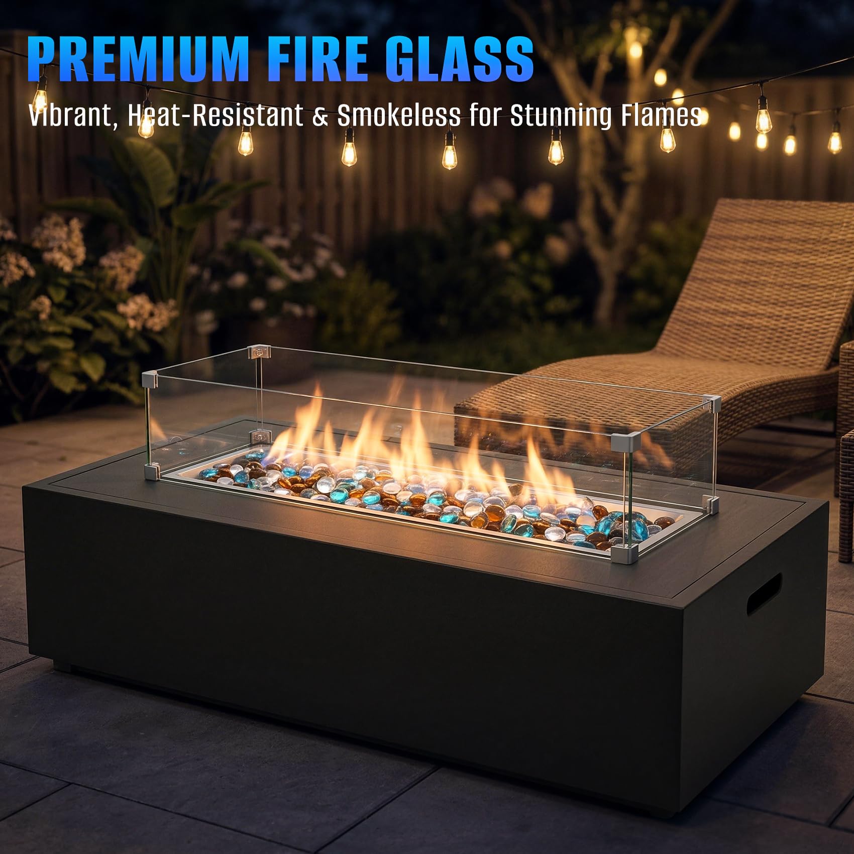 Mr. Fireglass flames reflecting on beads highlighting brighter flame contrast