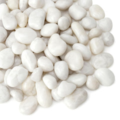 Mr. Fireglass front bag showing product weight and white pebbles benefit clear organization