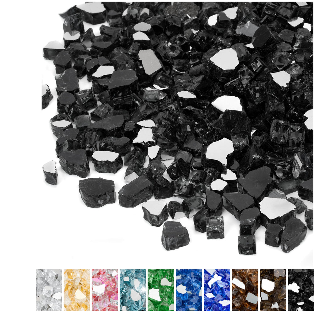 Mr. Fireglass 10 lb onyx black front packaging showing product benefit durable finish