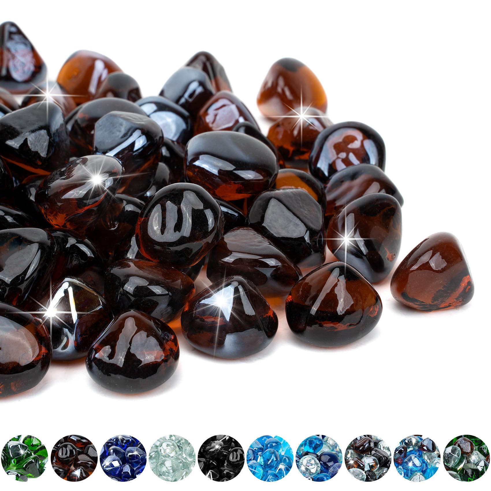 Mr. Fireglass front packaging showing 10 lb amber bag and vibrant color
