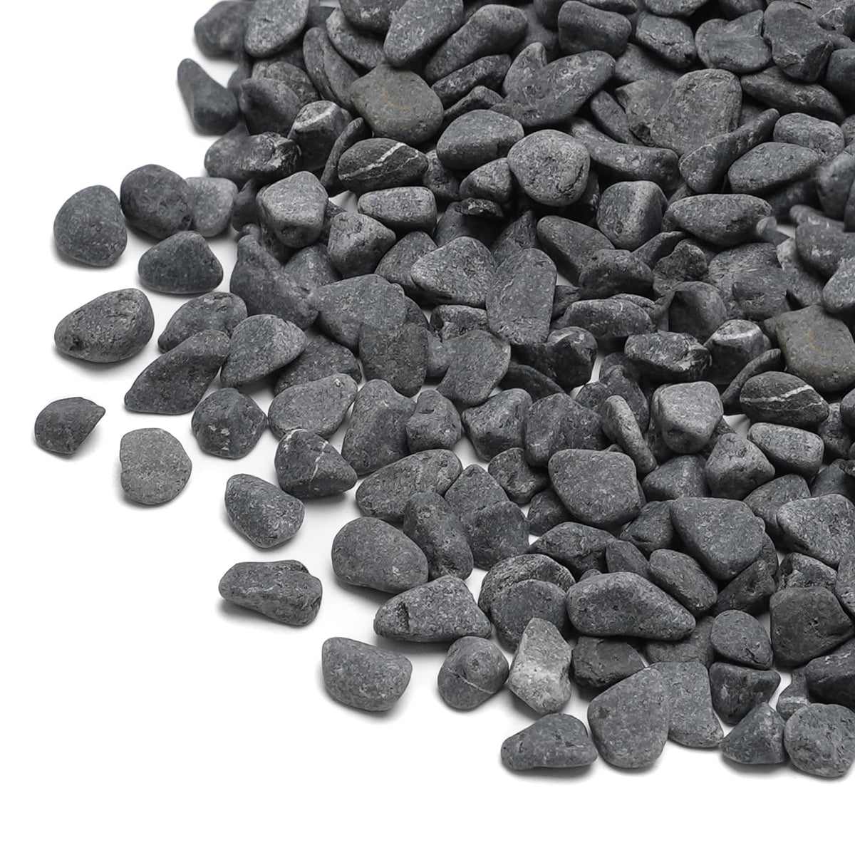 Mr. Fireglass front packaging of 10 lb gray bean pebbles showing product and size benefit