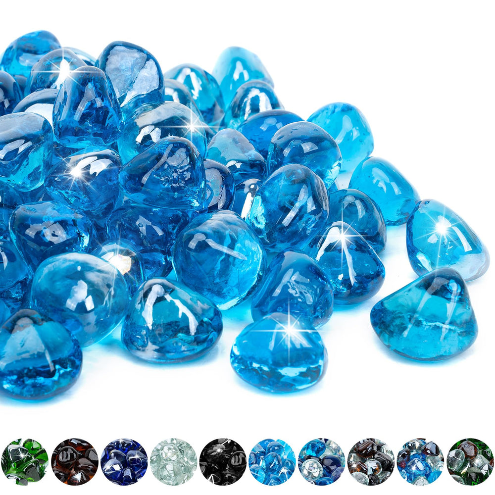 Mr. Fireglass front pile showing Caribbean blue sparkle and instant visual upgrade