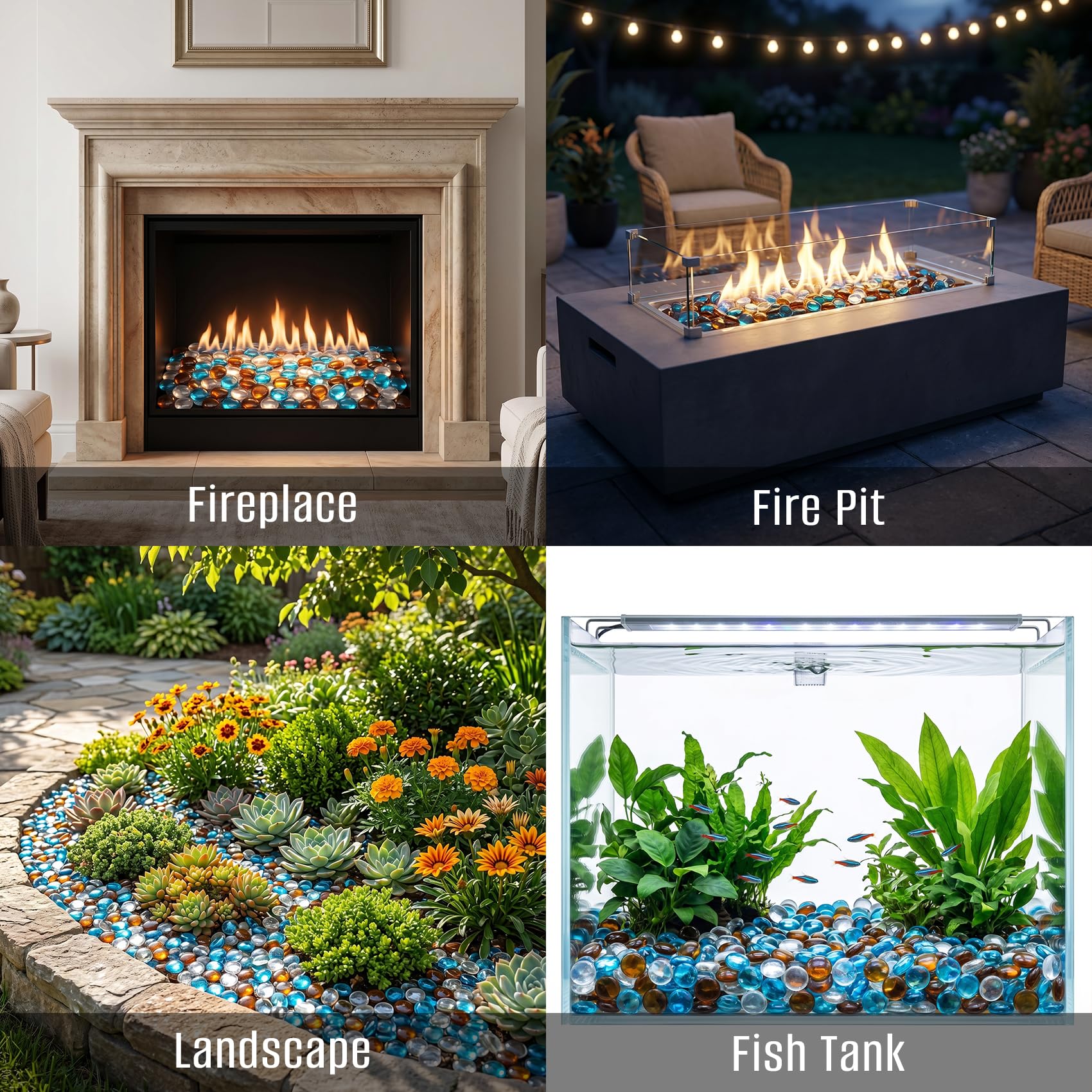 Mr. Fireglass label and mixed colors illustrating heat-resistant certified blend