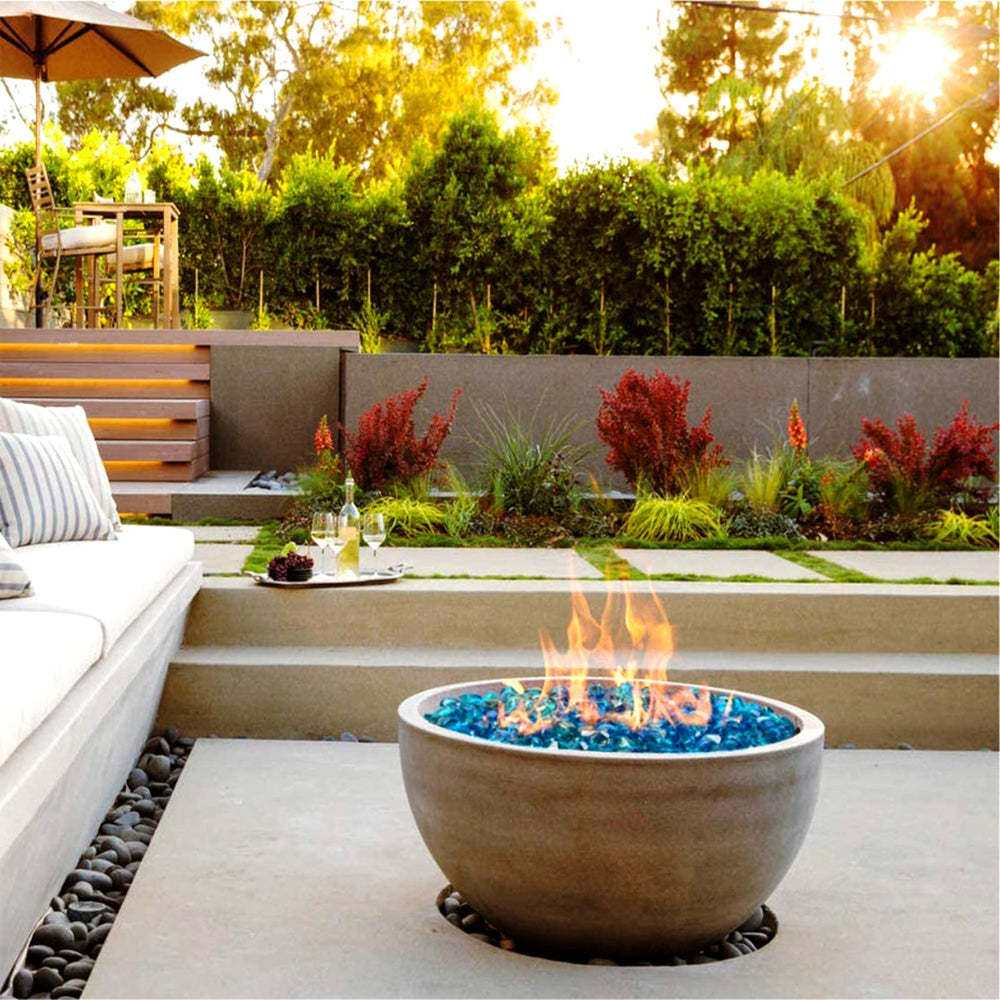 Mr. Fireglass outdoor lifestyle setup demonstrating a polished backyard centerpiece
