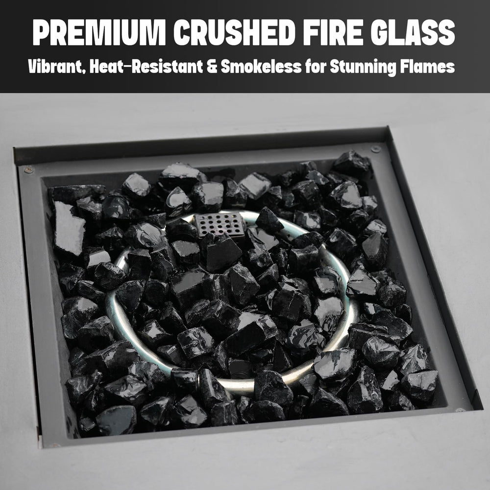 Mr. Fireglass reflecting flame light to show high-luster sparkle benefit