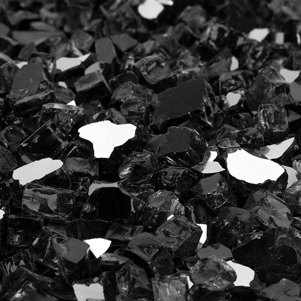 Mr. Fireglass scattered around planter for modern landscape appeal