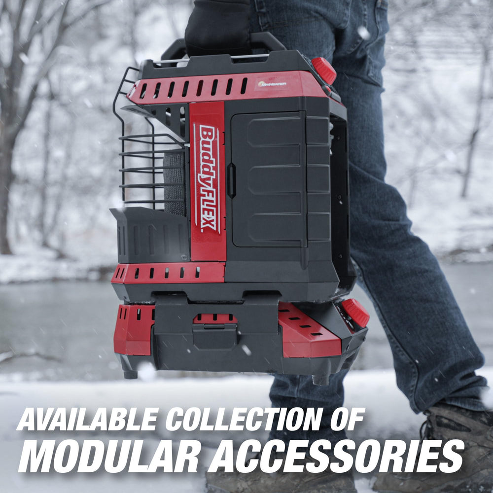 Mr. Heater Buddy FLEX in outdoor tailgate setting providing reliable warmth
