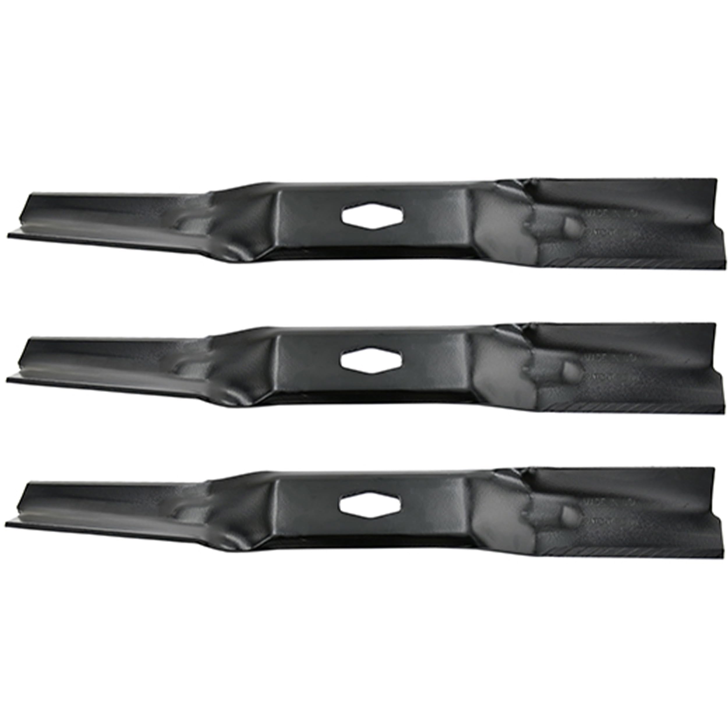 Mr Mower Parts close-up of blade profile highlighting ultra high lift shaping for airflow