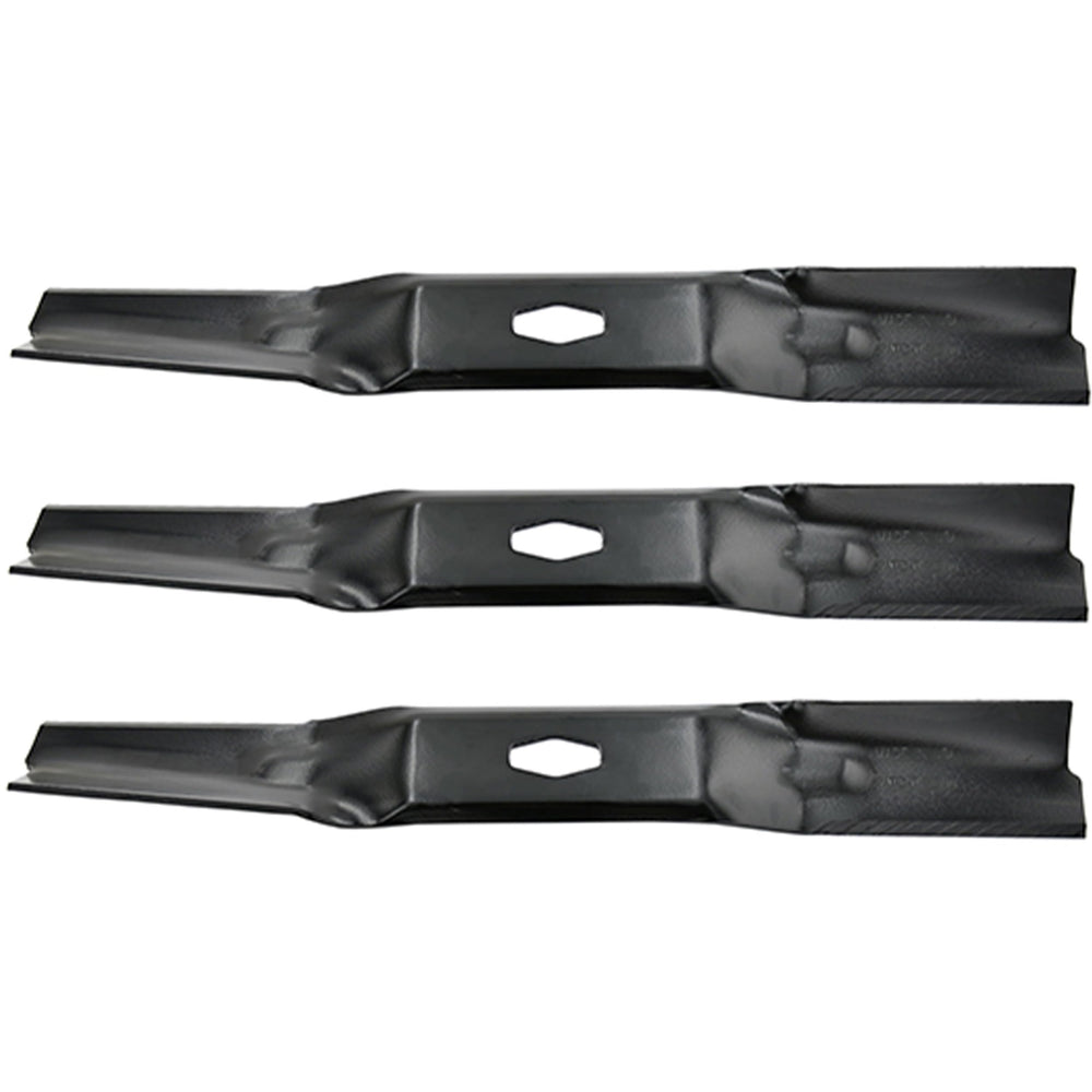 Mr Mower Parts close-up of blade profile highlighting ultra high lift shaping for airflow