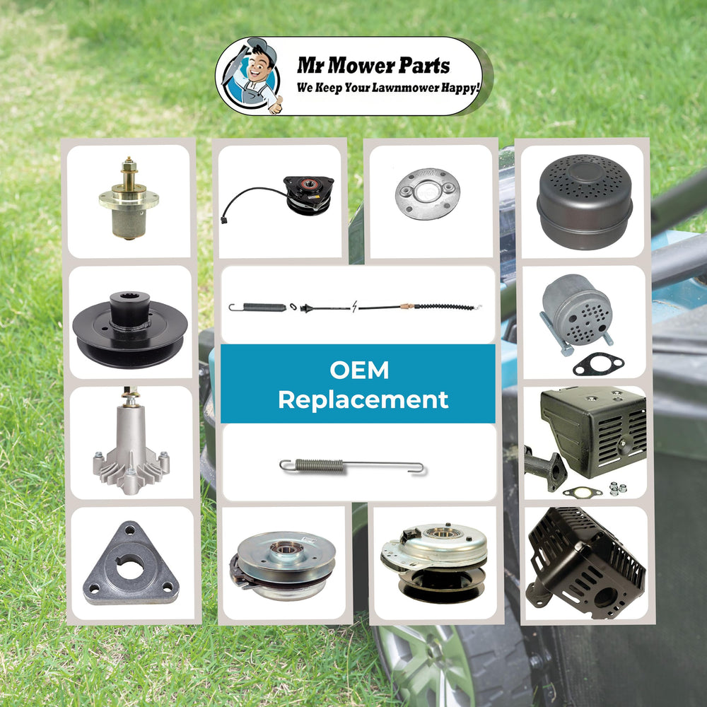 Mr Mower Parts blades on a lawn tractor ready to mow illustrating reliable replacement use