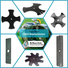 Mr Mower Parts blade installed on a riding mower improving mulch dispersion