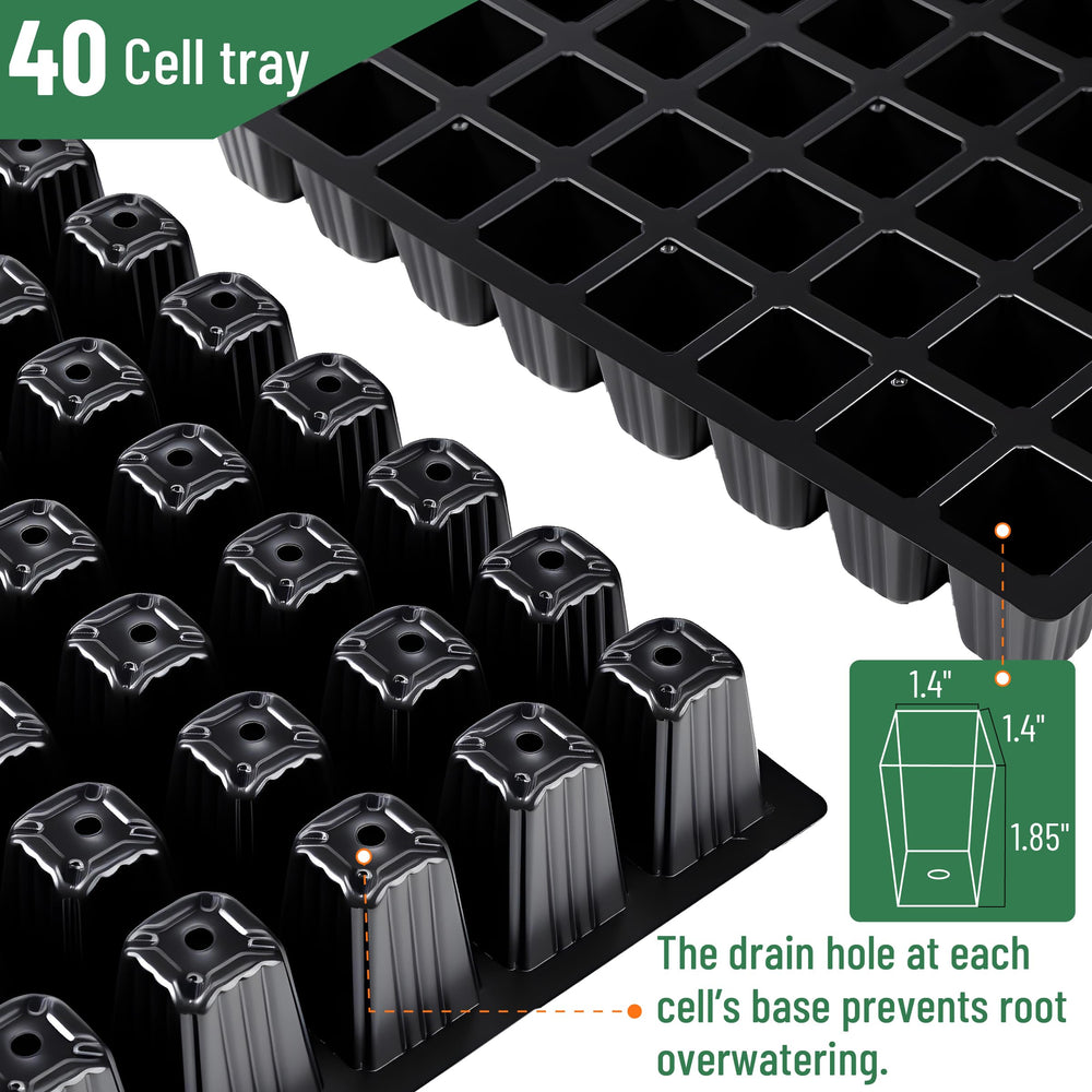 Mr. Pen top view of 40-cell tray demonstrating organized seed spacing benefit