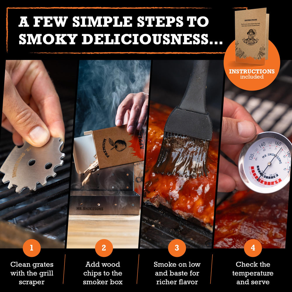 MR. SMOKESOME close-up of stainless-steel texture highlighting durable, food-safe material