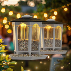 MrCrafts Nature front view of two hanging feeders showing elegant garden appeal