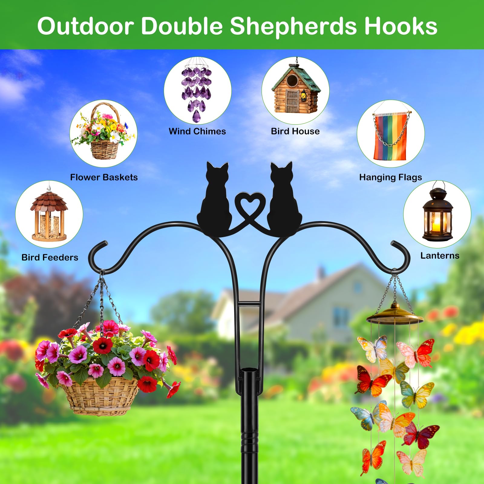 MRHEPHAESTUS hooks supporting bird feeder and plant demonstrating versatile outdoor use