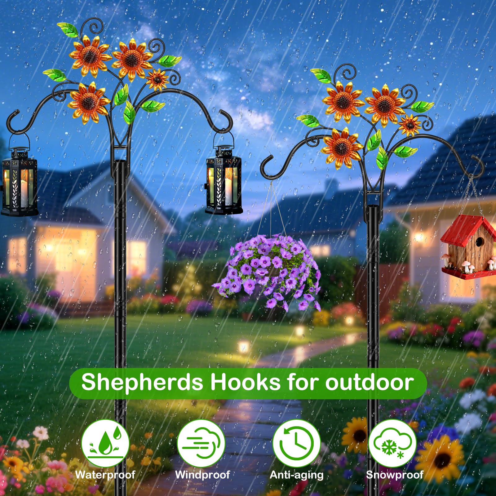 MRHEPHAESTUS five-prong base pushed into soil, giving stable outdoor support