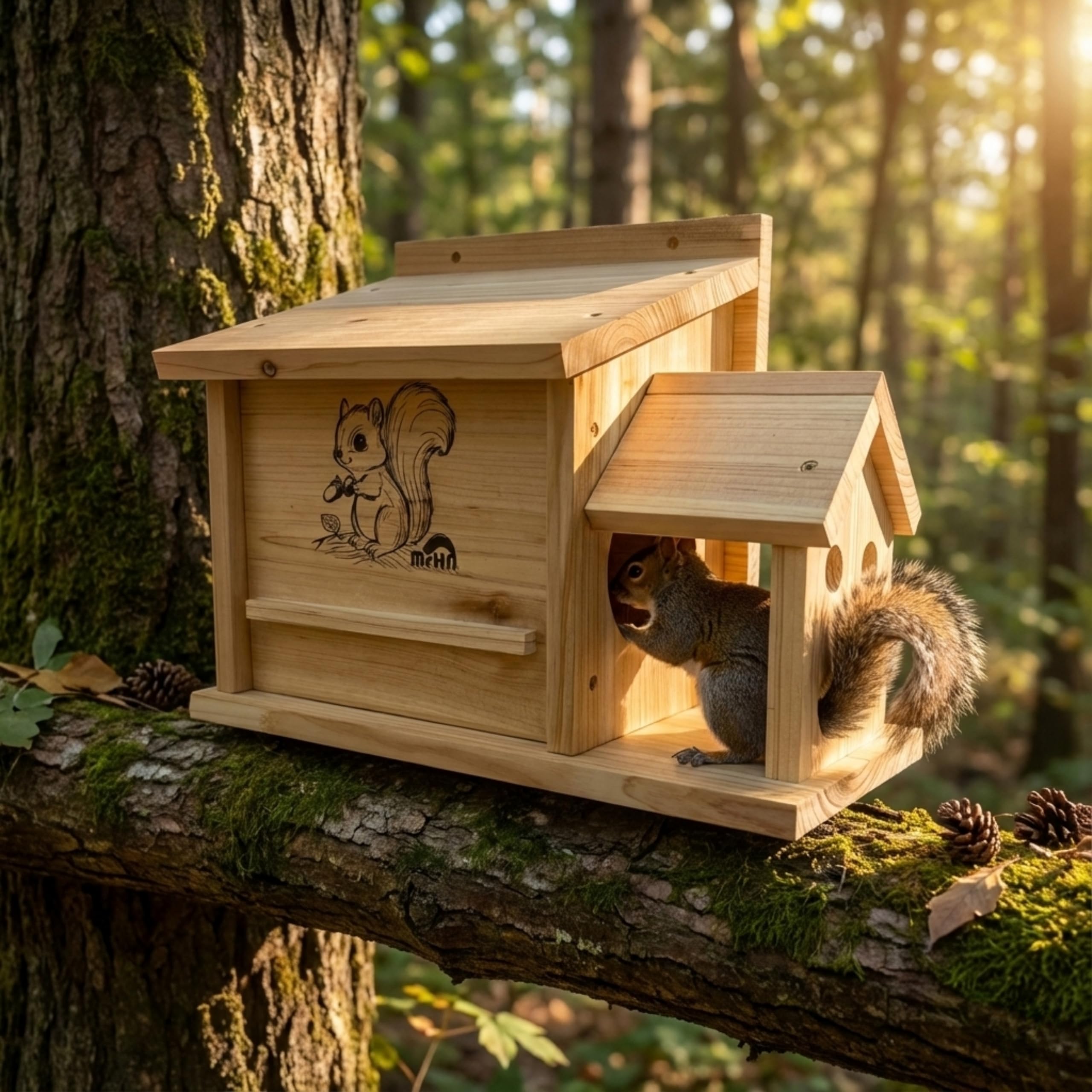 MRHN side profile showing box dimensions and sturdy fir wood construction