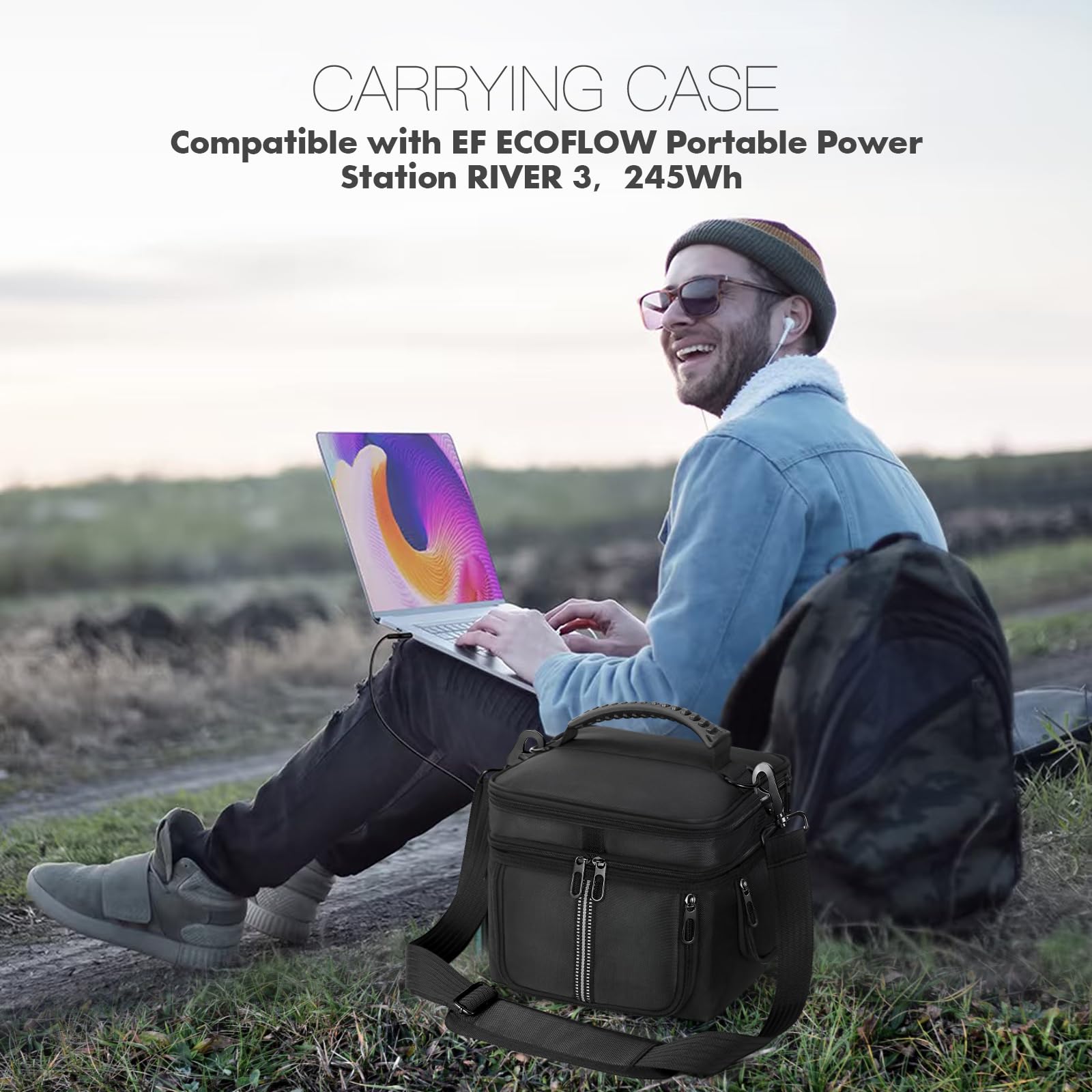 MRINCA case at campsite protecting River 3 while powering devices