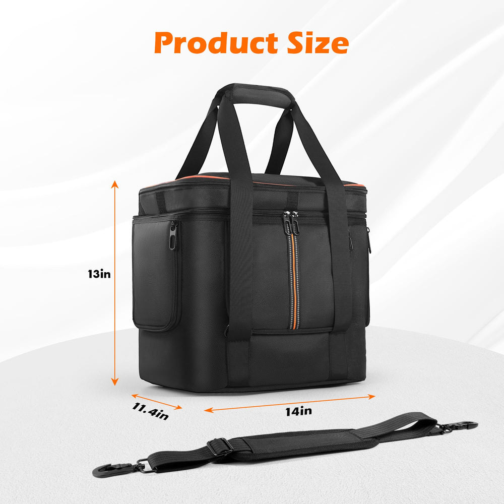 MRINCA zipper open with charging ports showing pass-through benefit