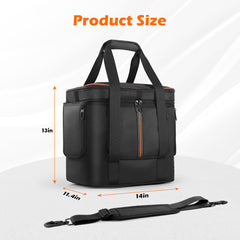 MRINCA zipper open with charging ports showing pass-through benefit