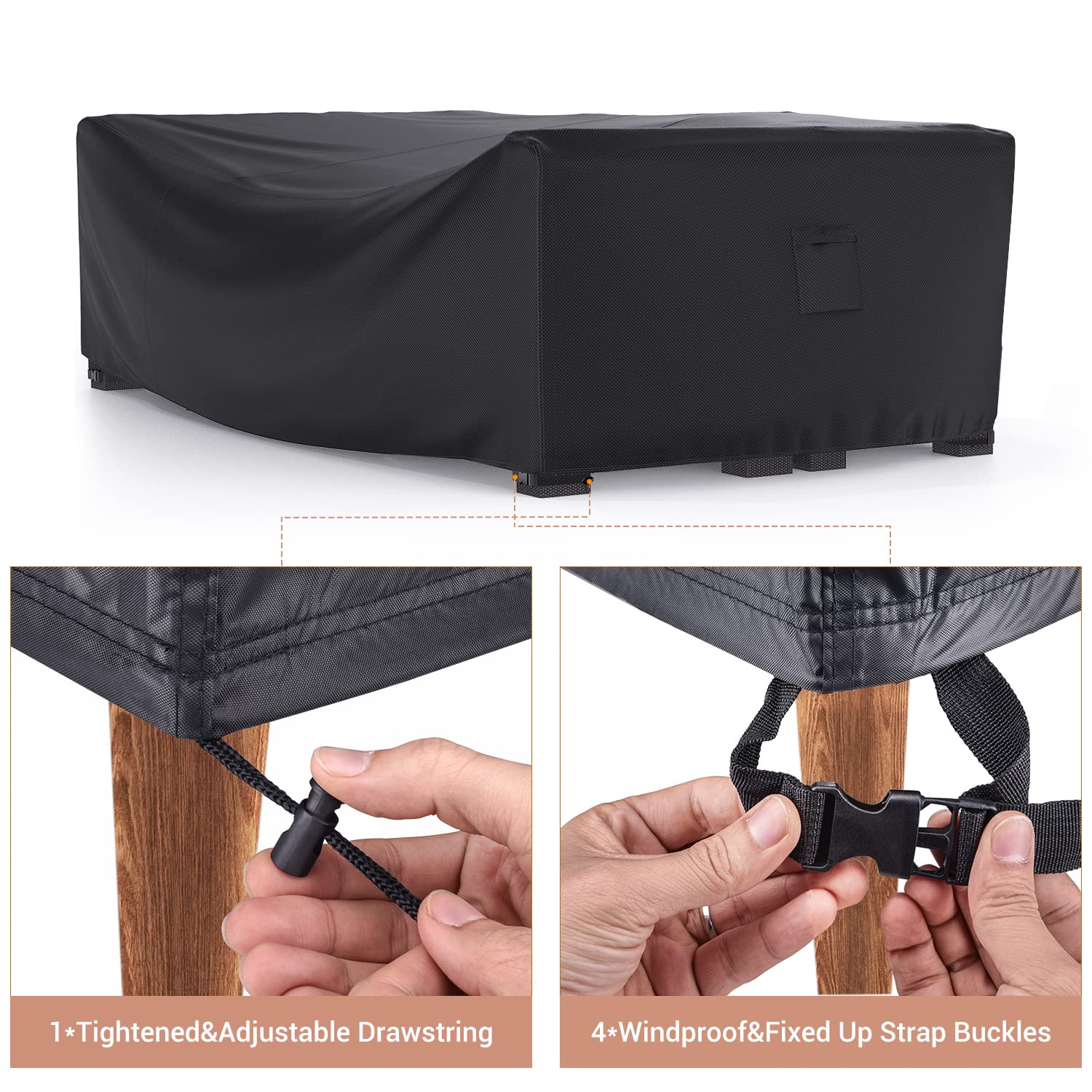 Mrrihand cord-lock and straps securing cover tightly against wind and uplift