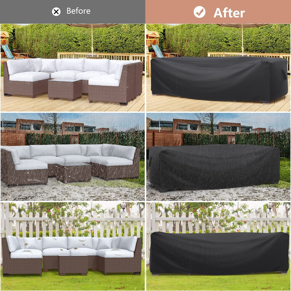 Mrrihand covered dining set in backyard, protects furniture from rain