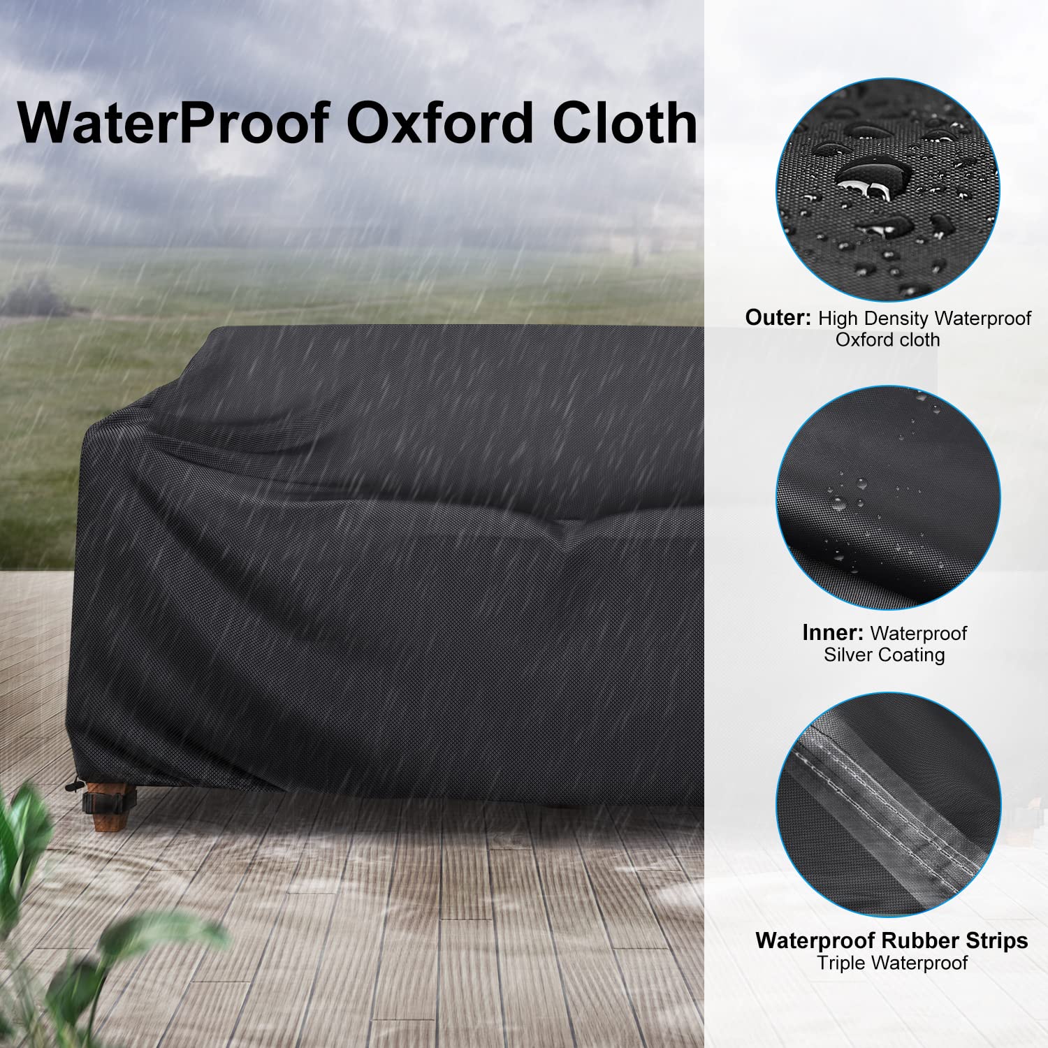 Mrrihand cover on a patio sofa demonstrating outdoor protection and curb appeal