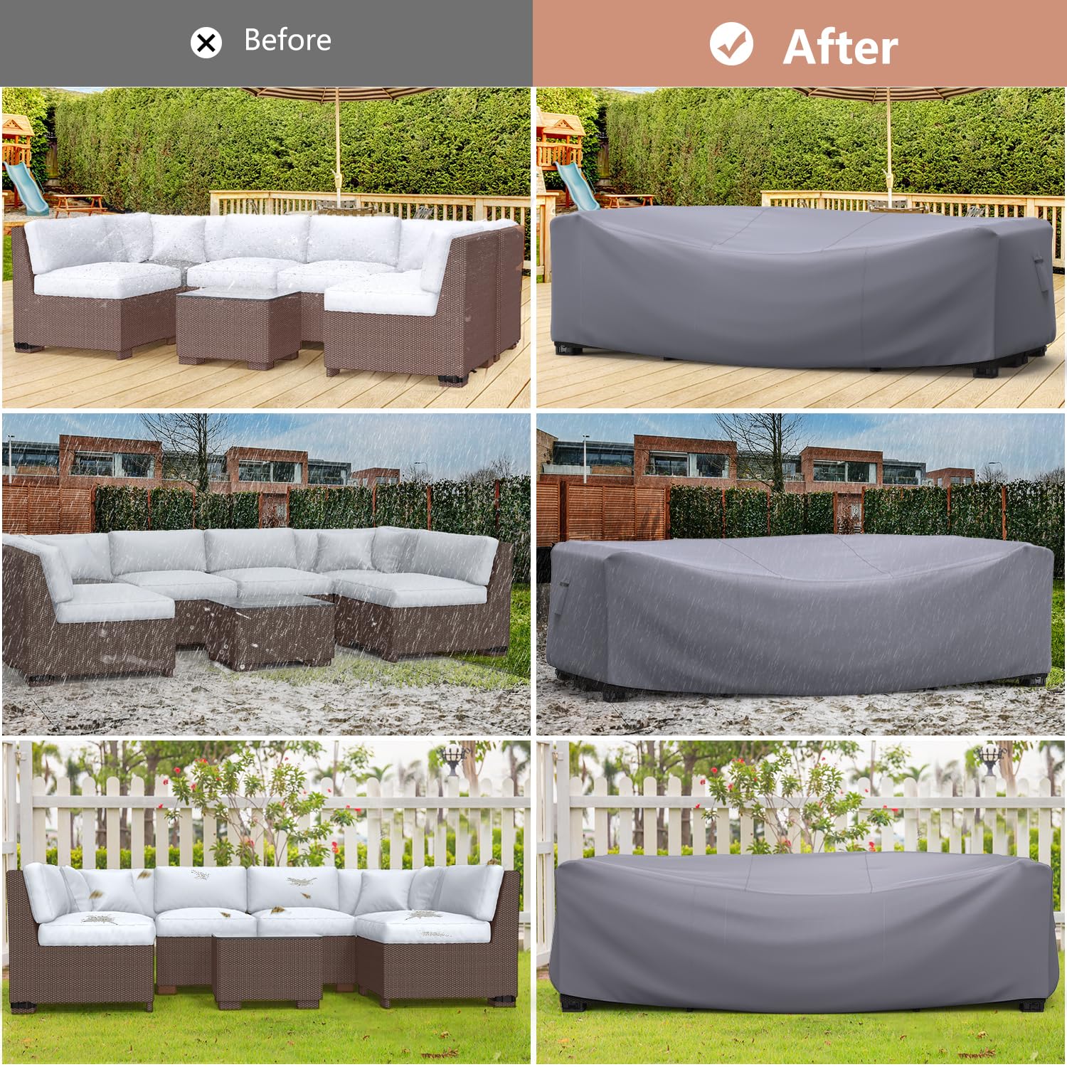 Mrrihand funda colocada en terraza protegiendo mesa y sillas