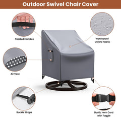 Mrrihand cover fitted on a swivel lounge chair showing easy use benefit