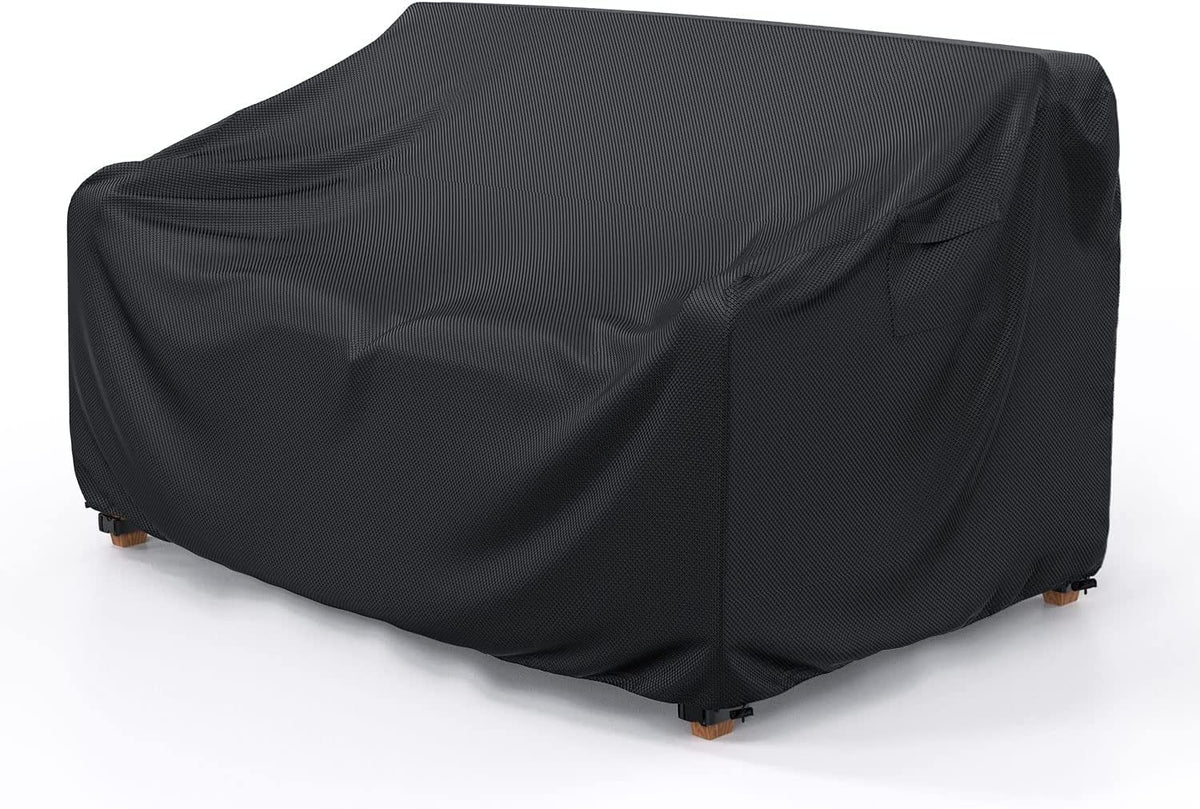 Mrrihand front view of sofa cover protecting three-seater sofa outdoors