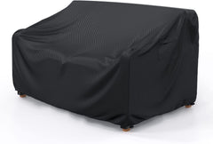 Mrrihand front view of black 3-seater sofa cover showing full fit and protection