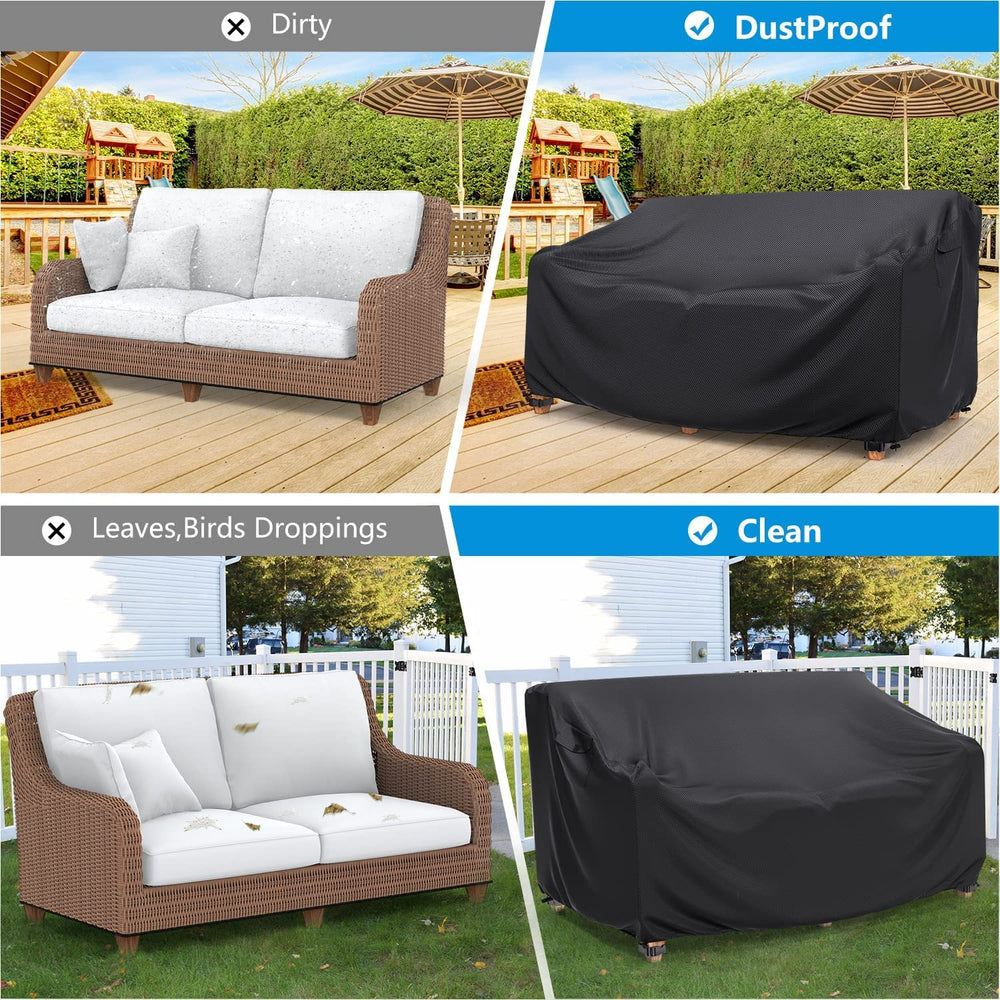 Mrrihand cover beside measuring tape showing fit for 87 inch three-seater