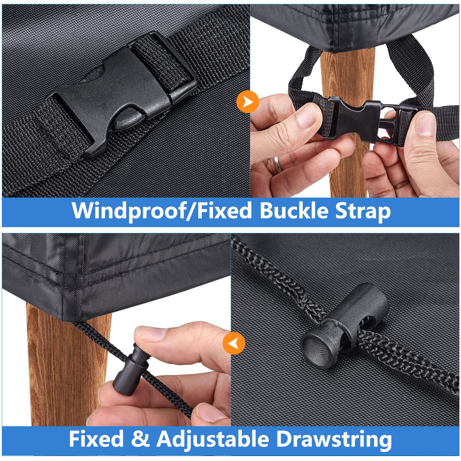 Mrrihand straps and cinch hem detail ensuring secure wind-resistant fit