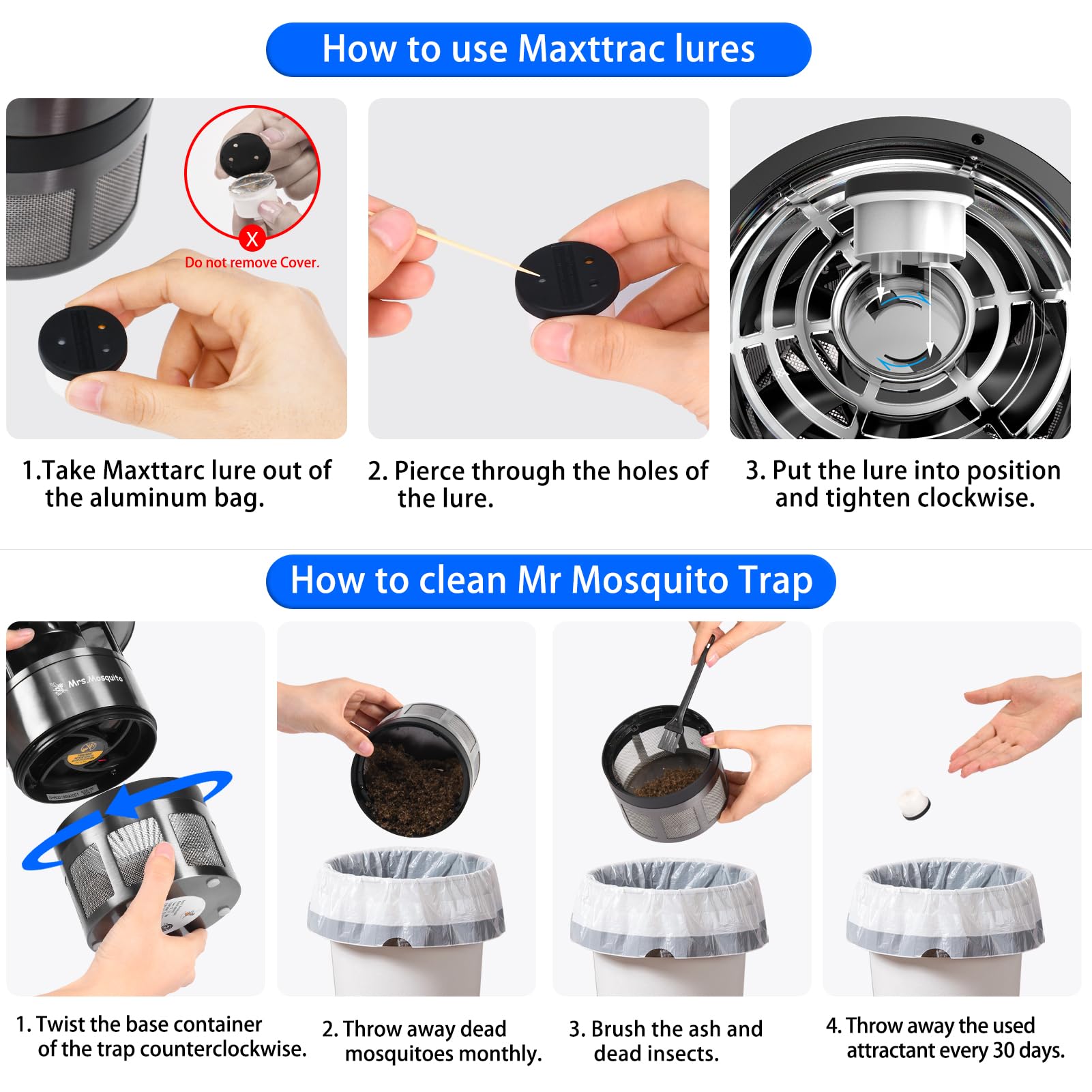 Mrs Mosquito octenol lure pack shown for effective attraction of blood-seeking mosquitoes