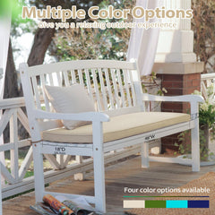 Mrsenloi green bench cushion installed on a patio bench demonstrating aesthetic upgrade and comfort